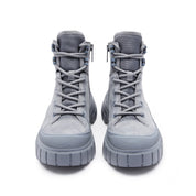 Blue Suede ST Key Platform Lace Up Boots