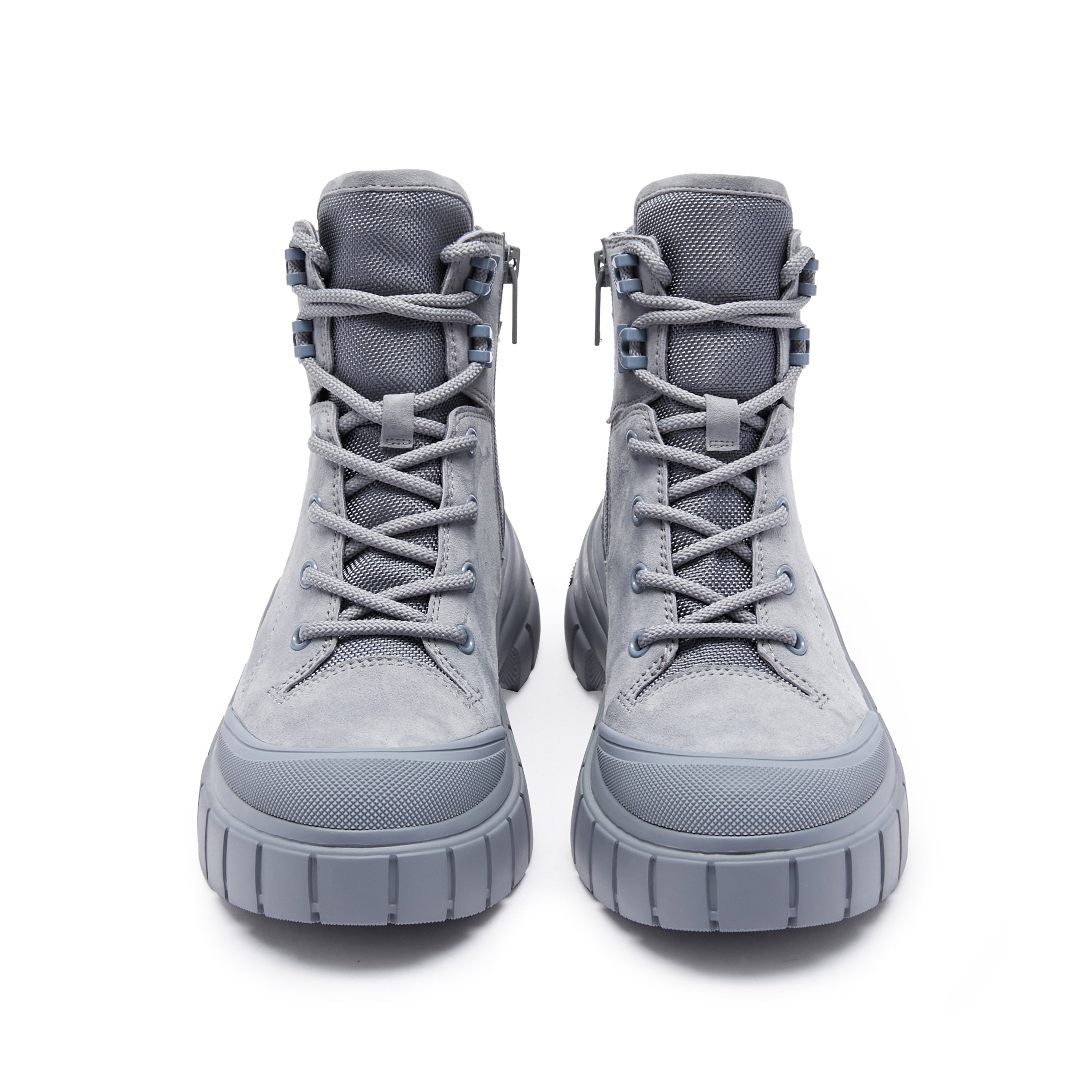 Blue Suede ST Key Platform Lace Up Boots