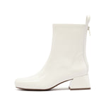 Load image into Gallery viewer, Beige Waxy Square Toe Ankle Boots
