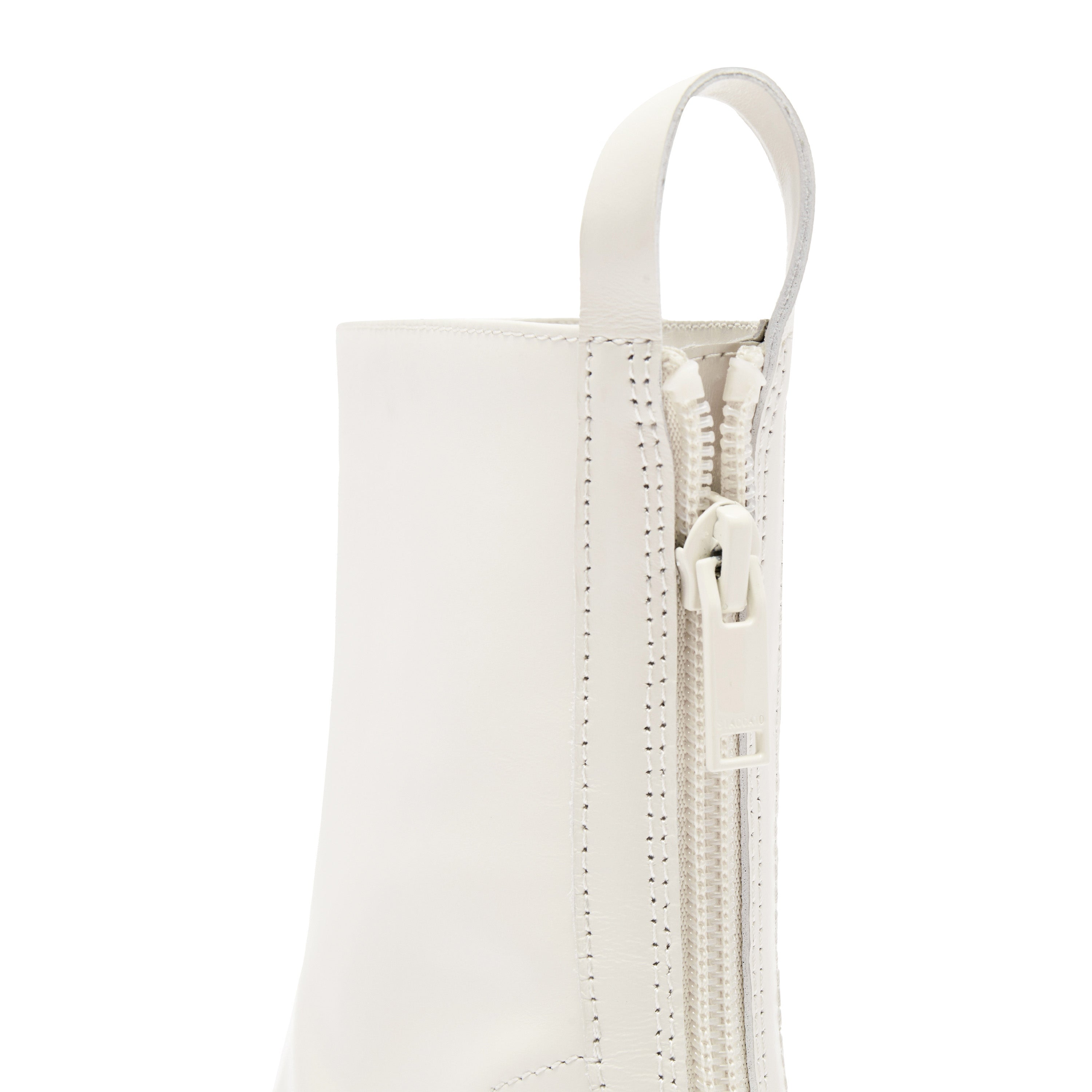 Beige Waxy Square Toe Ankle Boots