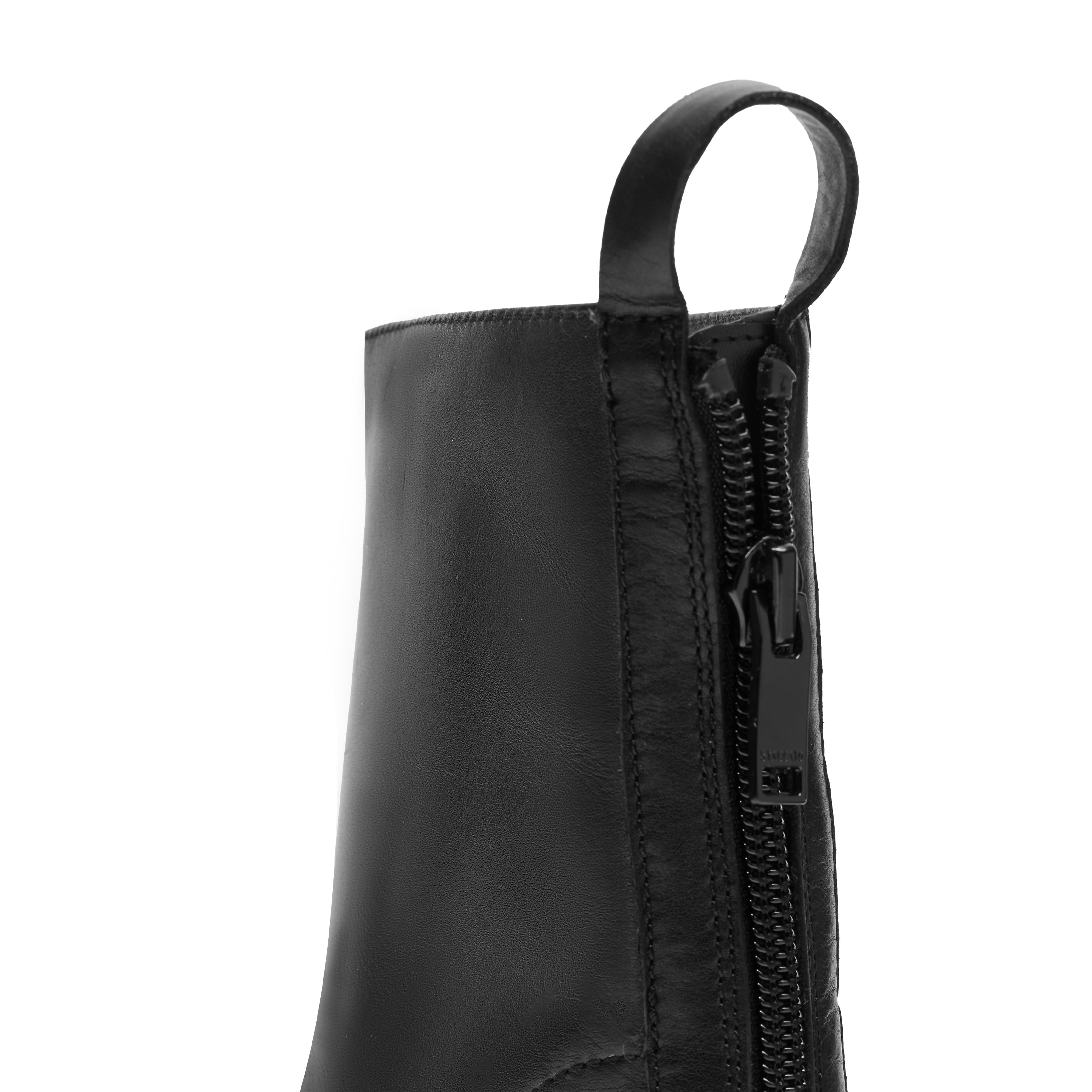Black Waxy Square Toe Ankle Boots