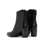 Load image into Gallery viewer, Black Waxy Western Heeled Ankle Boots
