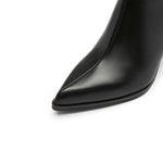 Load image into Gallery viewer, Black Waxy Western Heeled Ankle Boots
