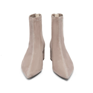 Taupe Suede Pointy Ankle Boots