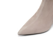 Taupe Suede Pointy Ankle Boots