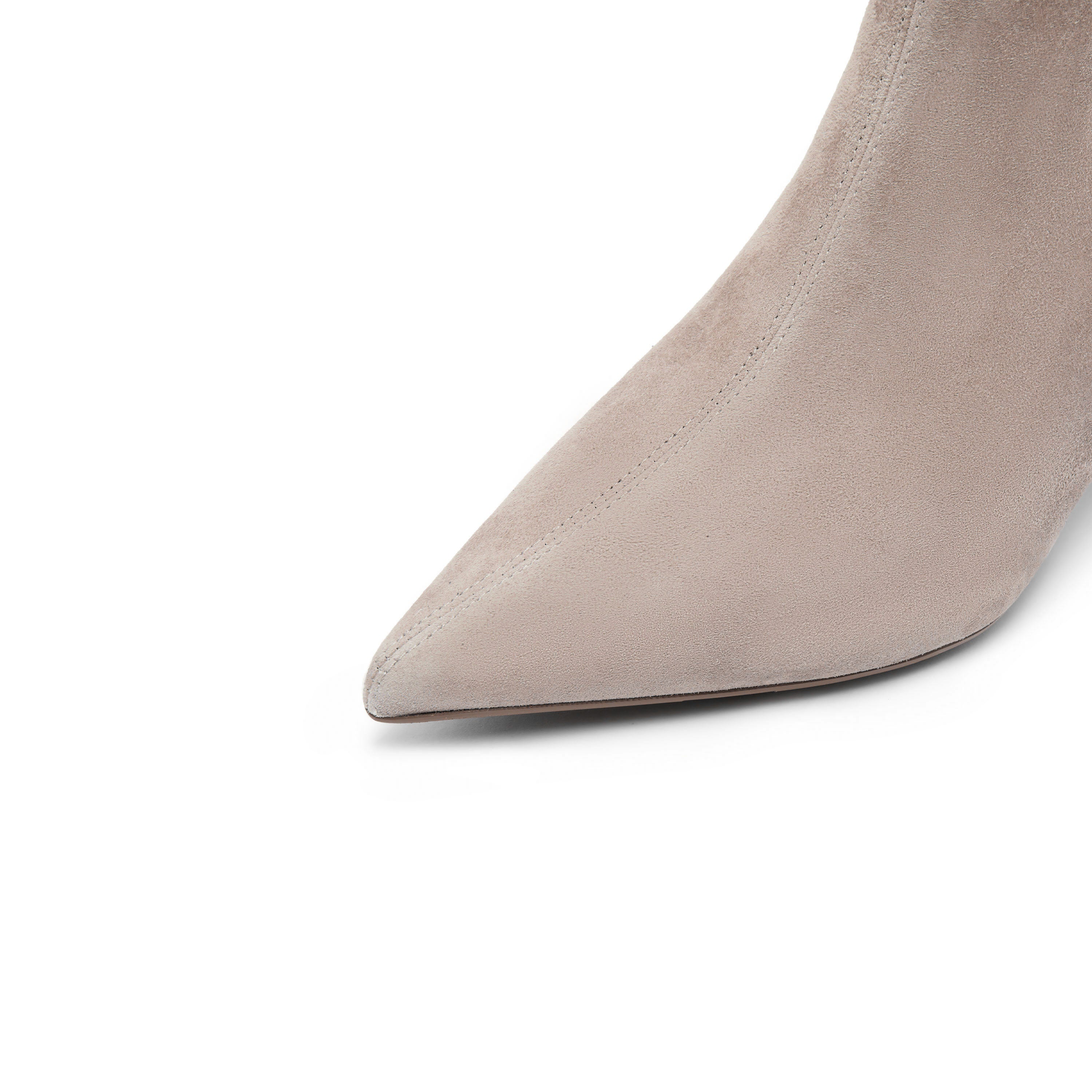 Taupe Suede Pointy Ankle Boots