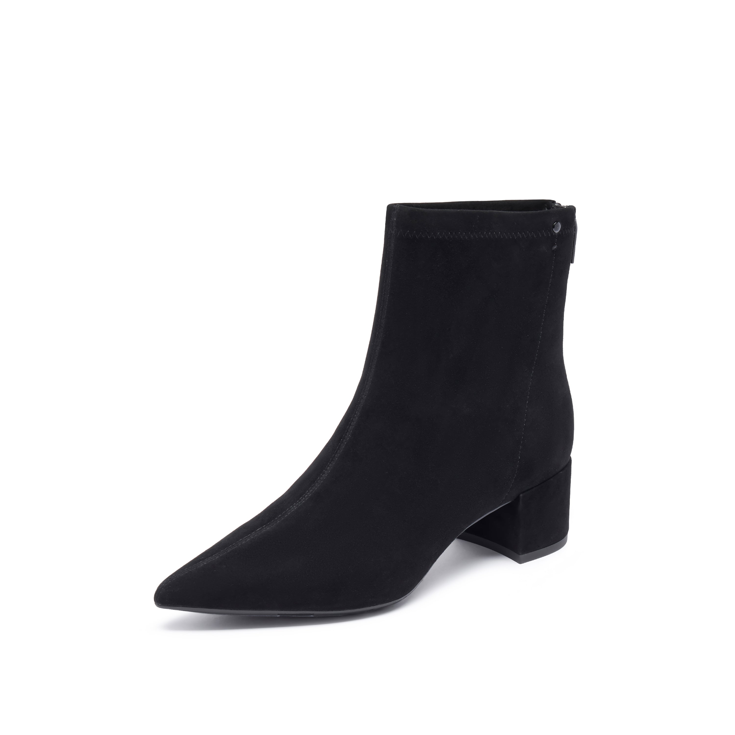 Black Suede Pointy Ankle Boots