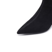 Black Suede Pointy Ankle Boots