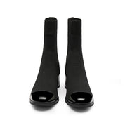 Patent Toe Cap Black Sock Boots