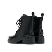 Black Waxy Platform Lace Up Boots
