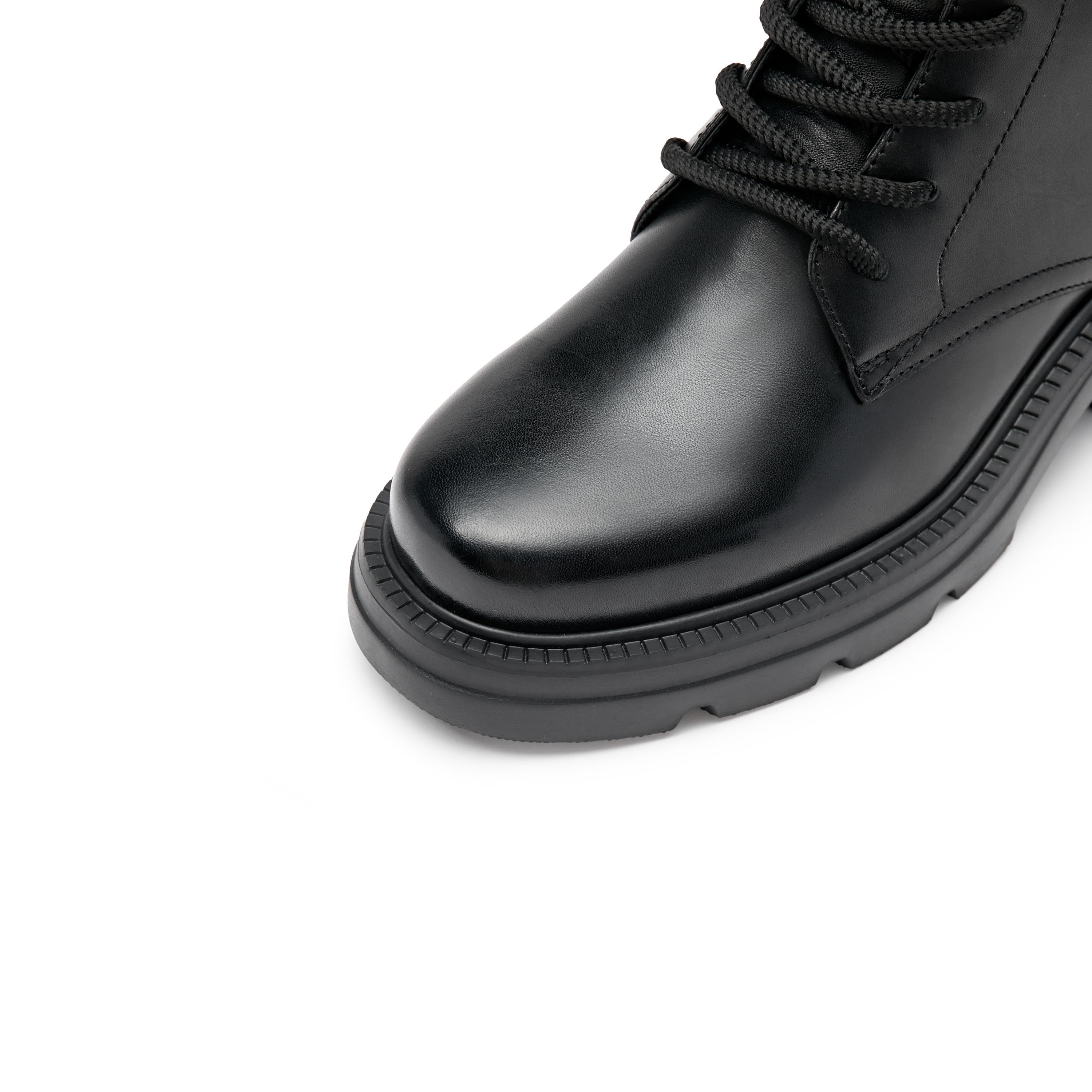 Black Waxy Platform Lace Up Boots