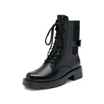 Load image into Gallery viewer, Black Leather Adjustable Combat Boots
