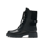 Load image into Gallery viewer, Black Leather Adjustable Combat Boots
