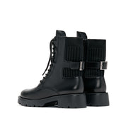 Black Leather Adjustable Combat Boots