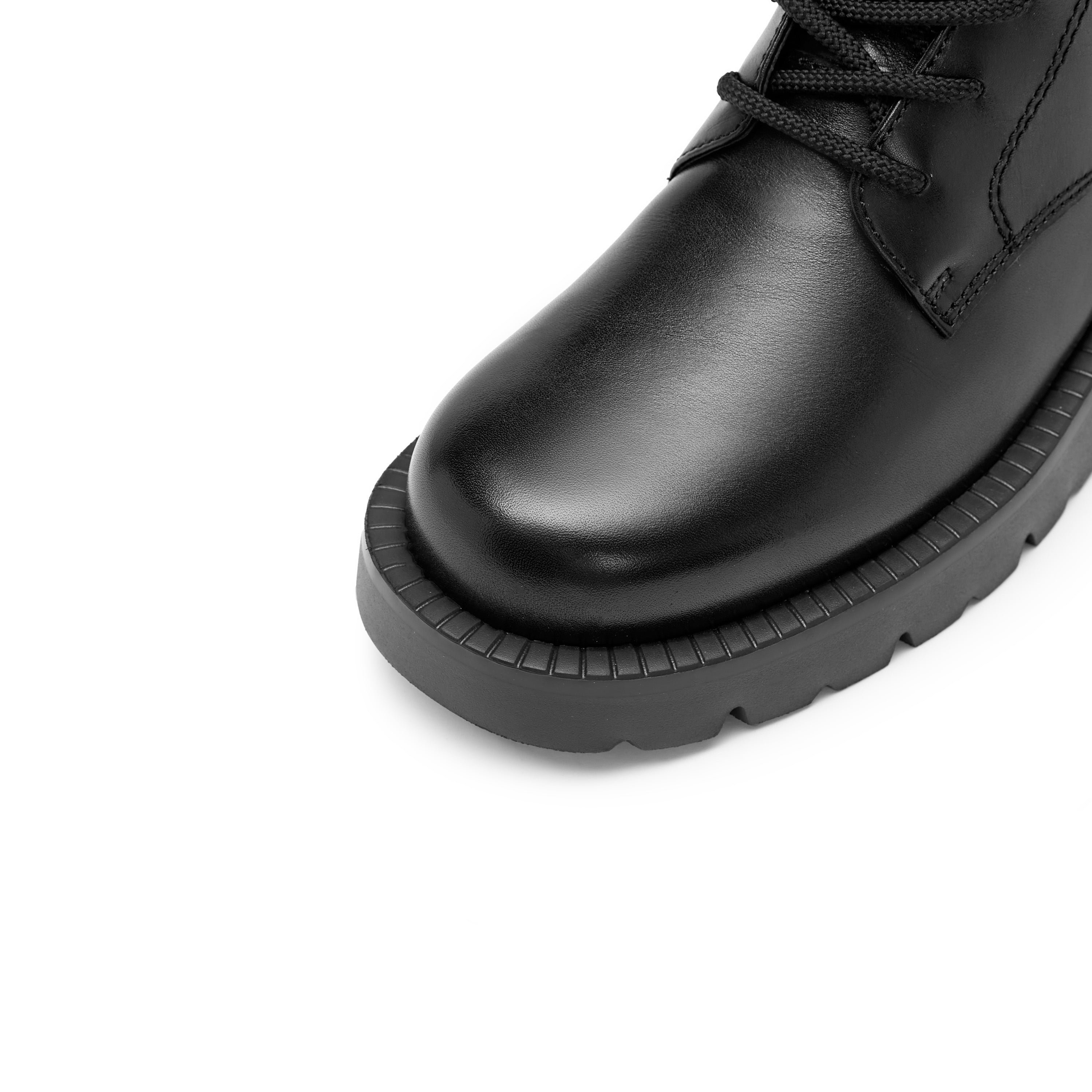 Black Leather Adjustable Combat Boots