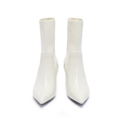Beige Floral Pattern Sock Boots