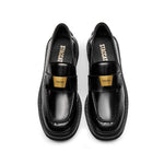 Load image into Gallery viewer, Black ST Golden Buckle Loafers

