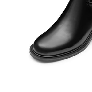 Black Floral Horsebit Leather Long Boots
