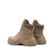 Khaki Suede ST Key Platform Lace Up Boots