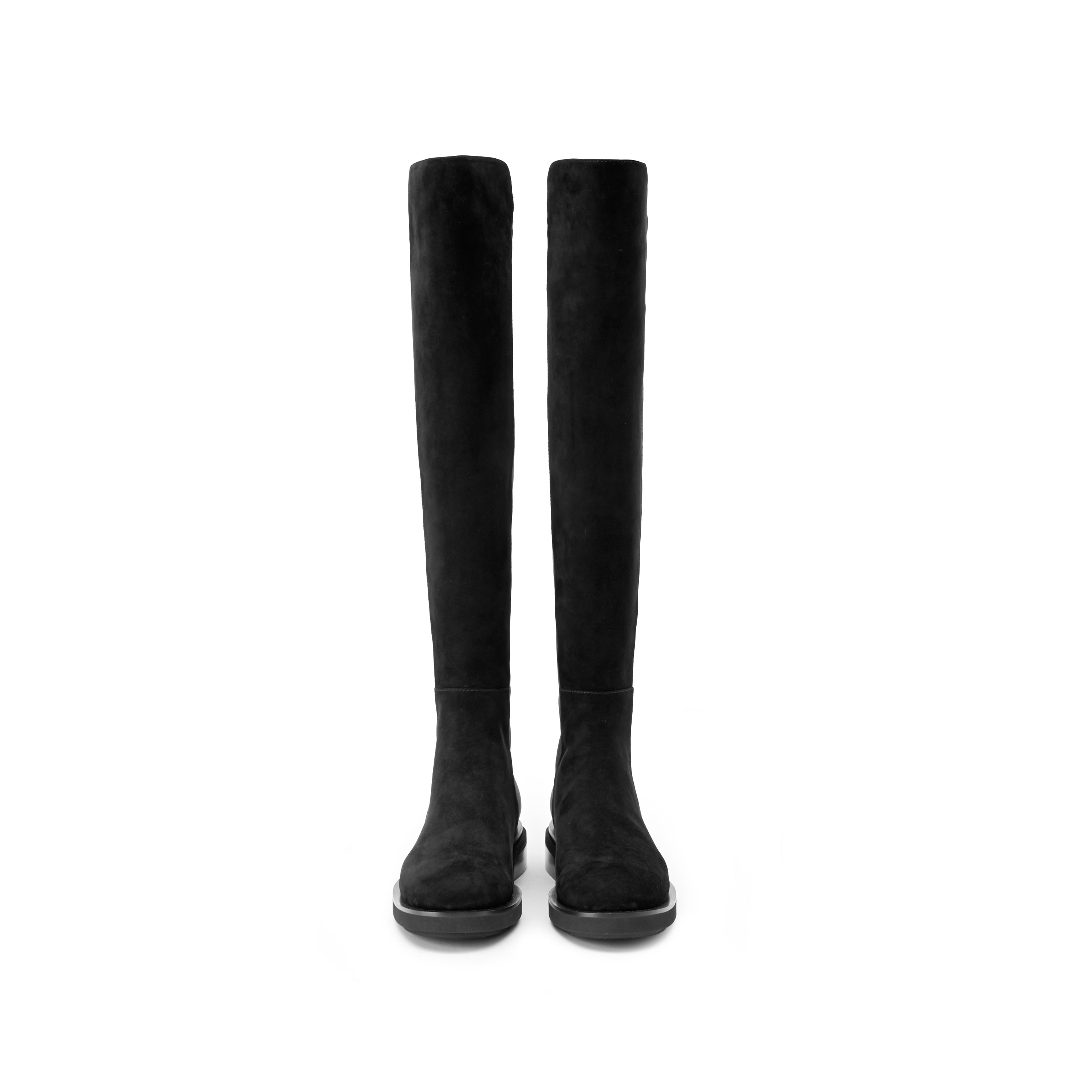 Black Suede High Keen Flat Sock Boots