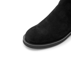 Black Suede High Keen Flat Sock Boots