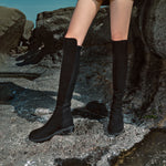 Load image into Gallery viewer, Black Suede High Keen Flat Sock Boots

