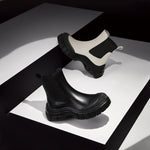 Load image into Gallery viewer, Black ST Key Platform Chelsea Boots
