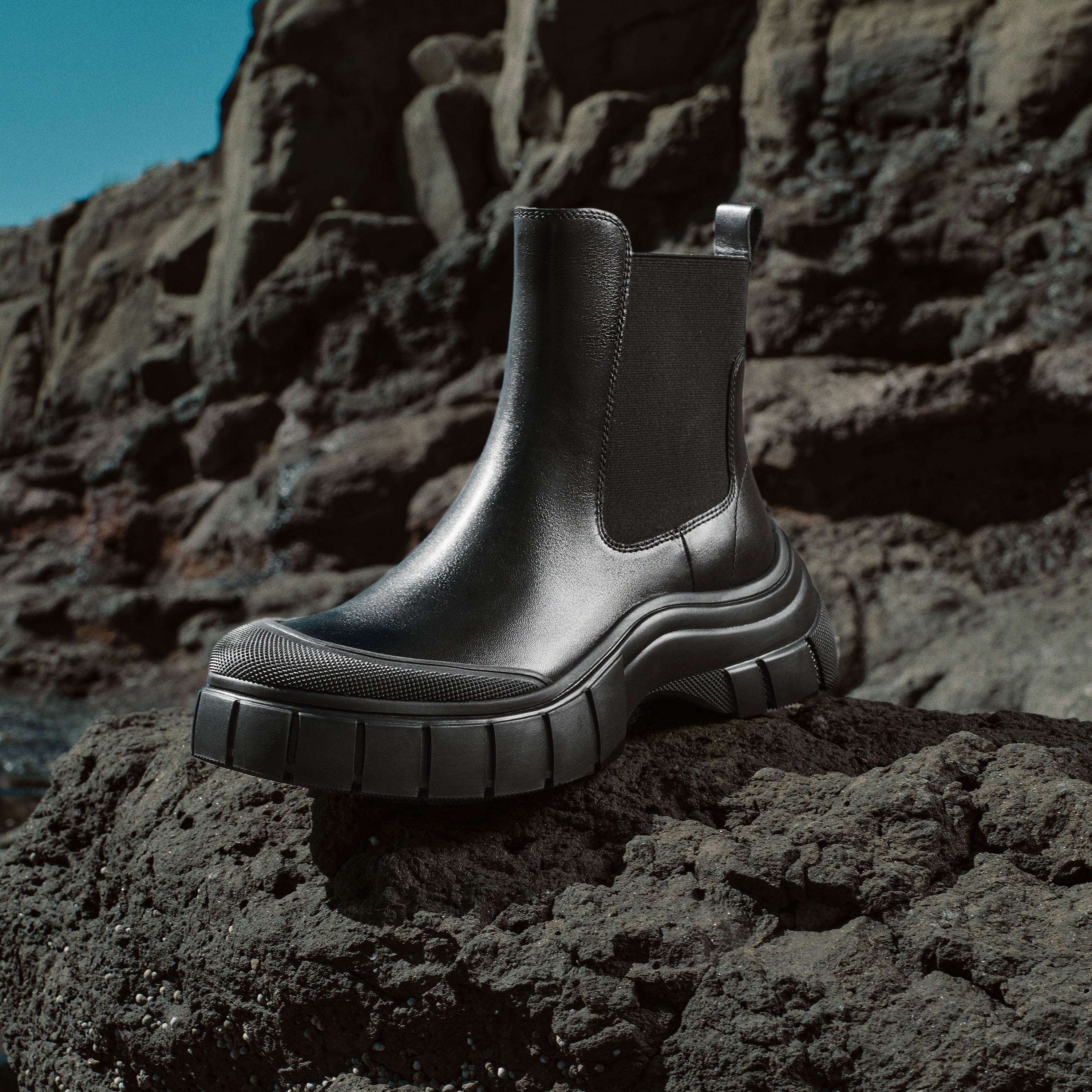 Black ST Key Platform Chelsea Boots