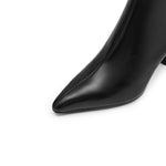 Load image into Gallery viewer, Black Waxy Pointy Heeled Ankle Boots
