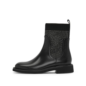 Black Crystal Knit Chelsea Boots