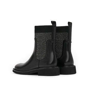 Black Crystal Knit Chelsea Boots