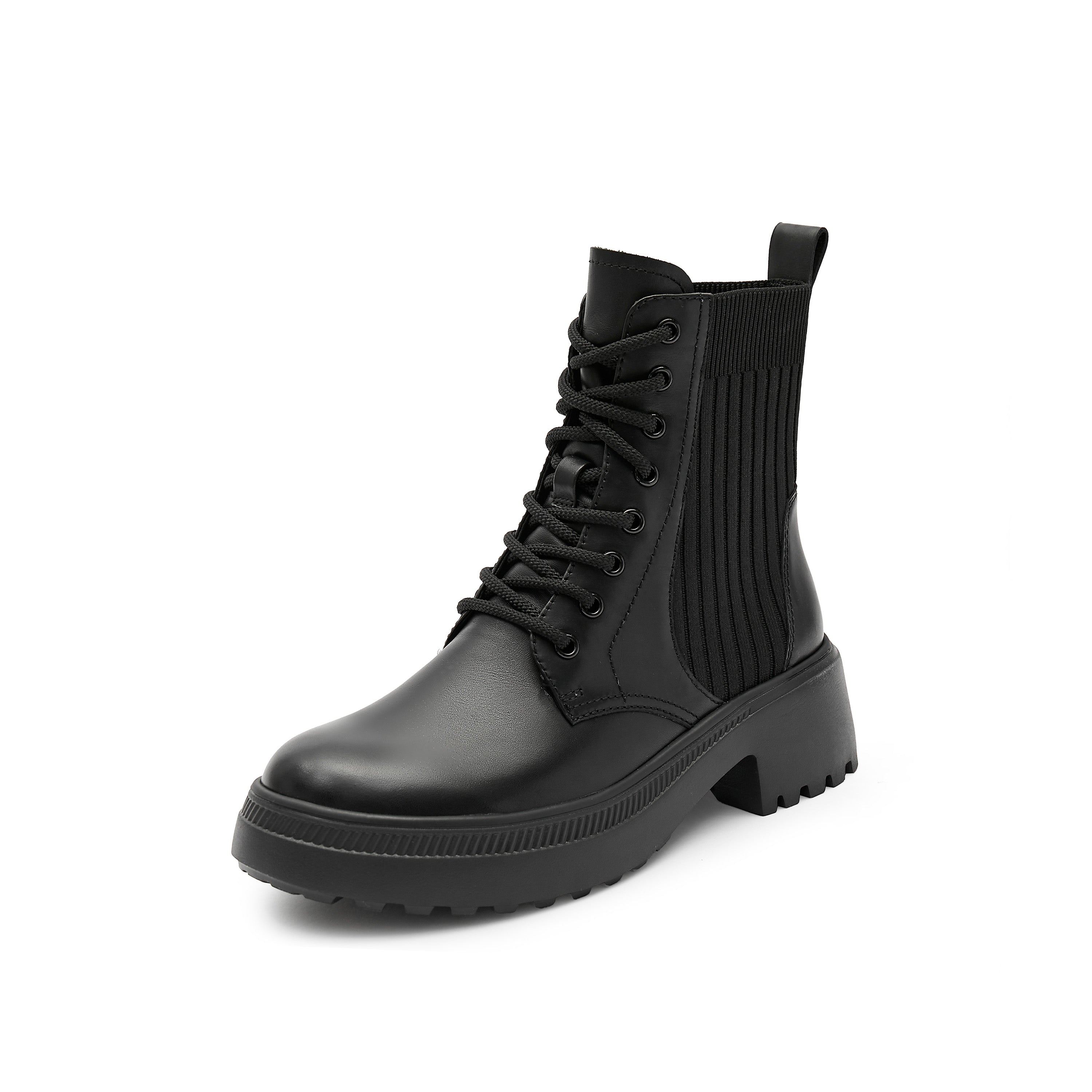 Black Lace Up Combat Sock Boots