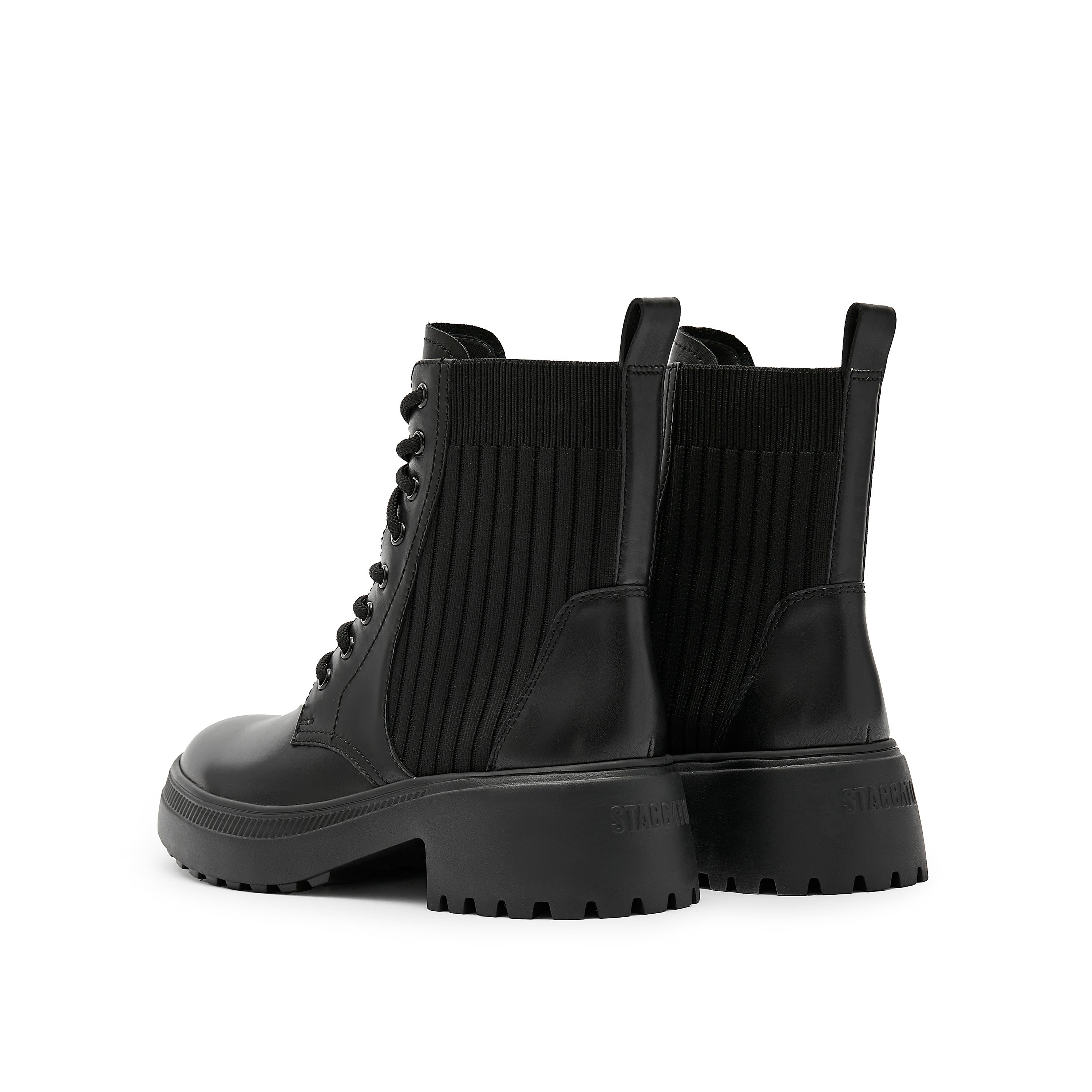 Black Lace Up Combat Sock Boots