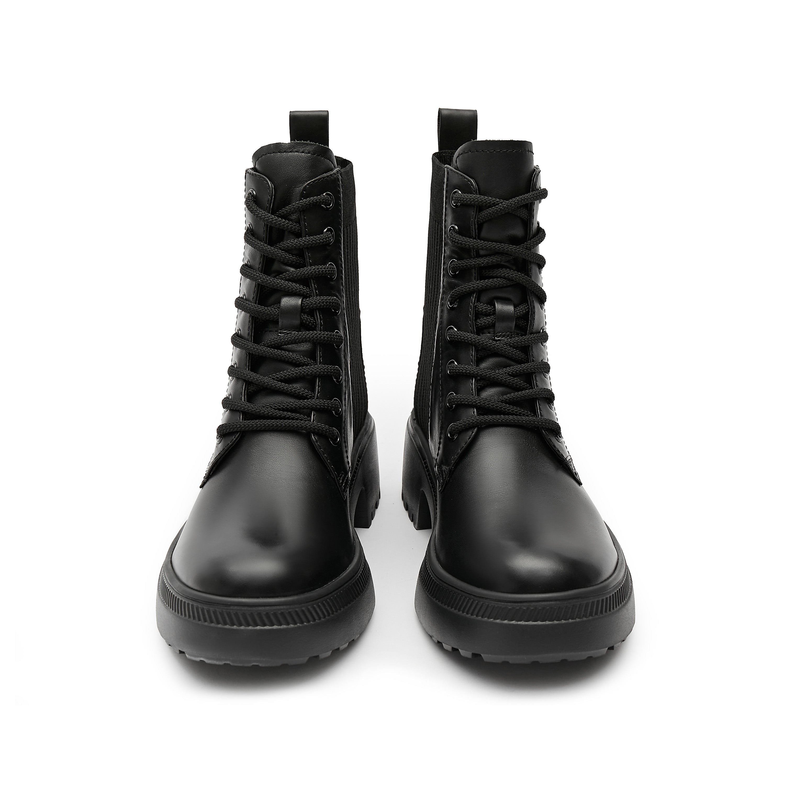 Black Lace Up Combat Sock Boots