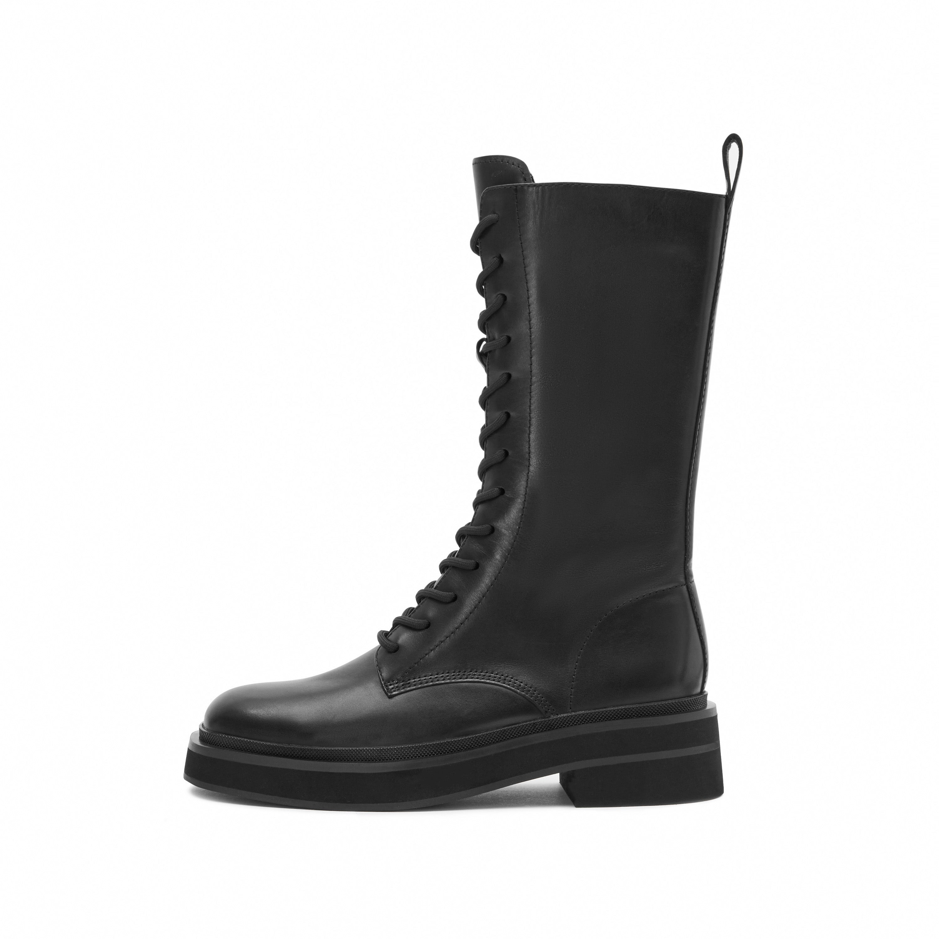 [STACCATO - Official Site] Black Lace Up Combat Boots