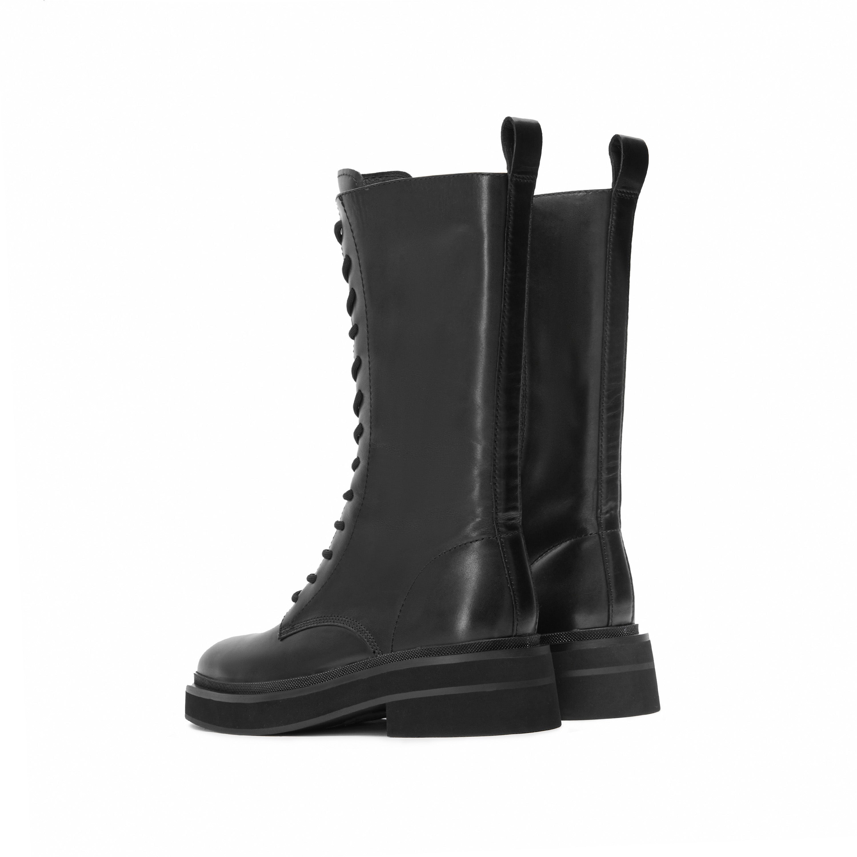 [STACCATO - Official Site] Black Lace Up Combat Boots