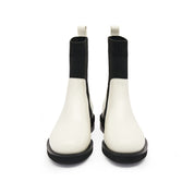 Beige Floral Leather Sock Boots