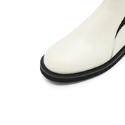 Beige Floral Leather Sock Boots