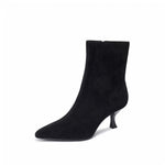 Load image into Gallery viewer, Black Suede Pointy Heeled Ankle Boots
