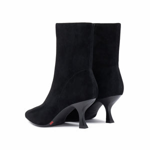 Black Suede Pointy Heeled Ankle Boots