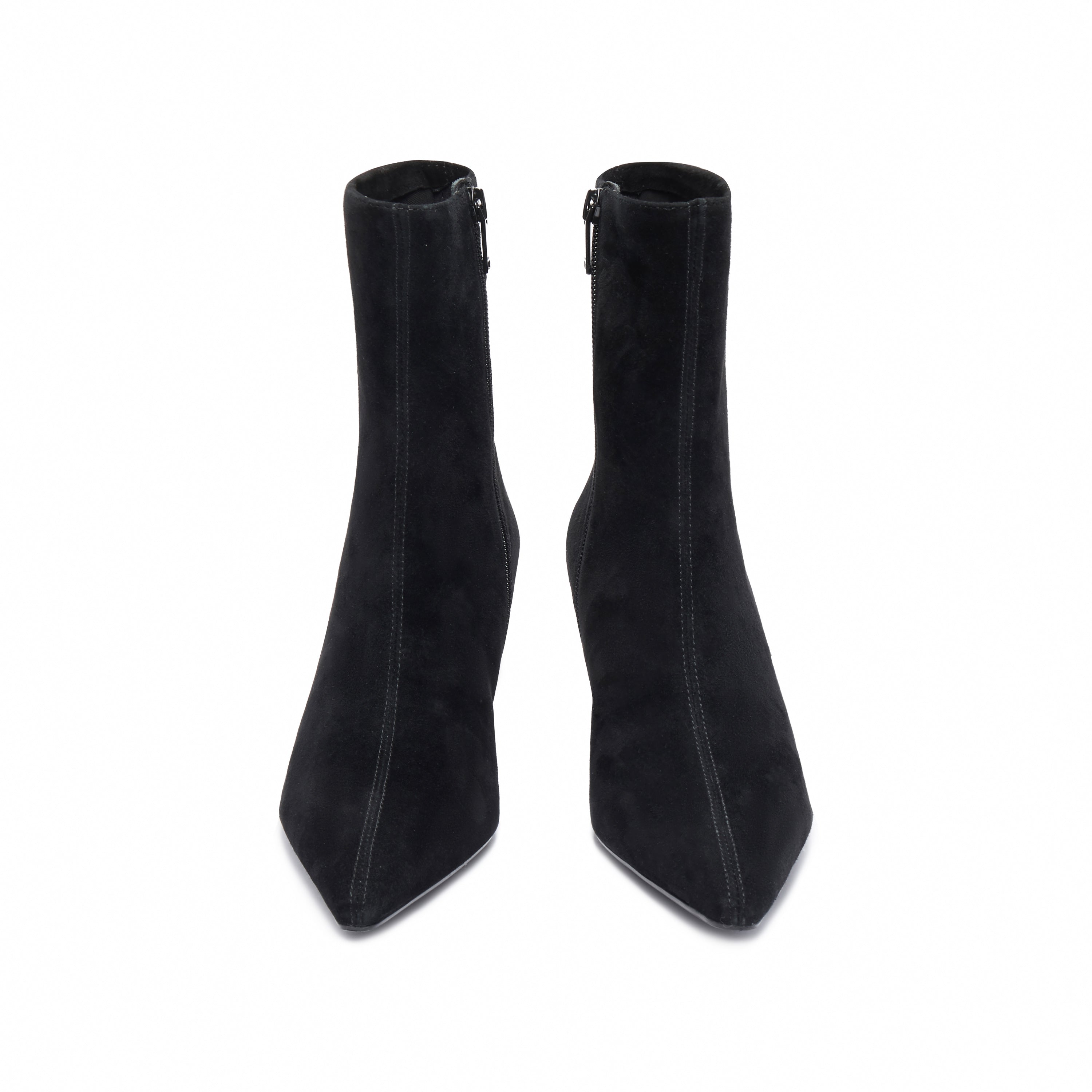 Black Suede Pointy Heeled Ankle Boots
