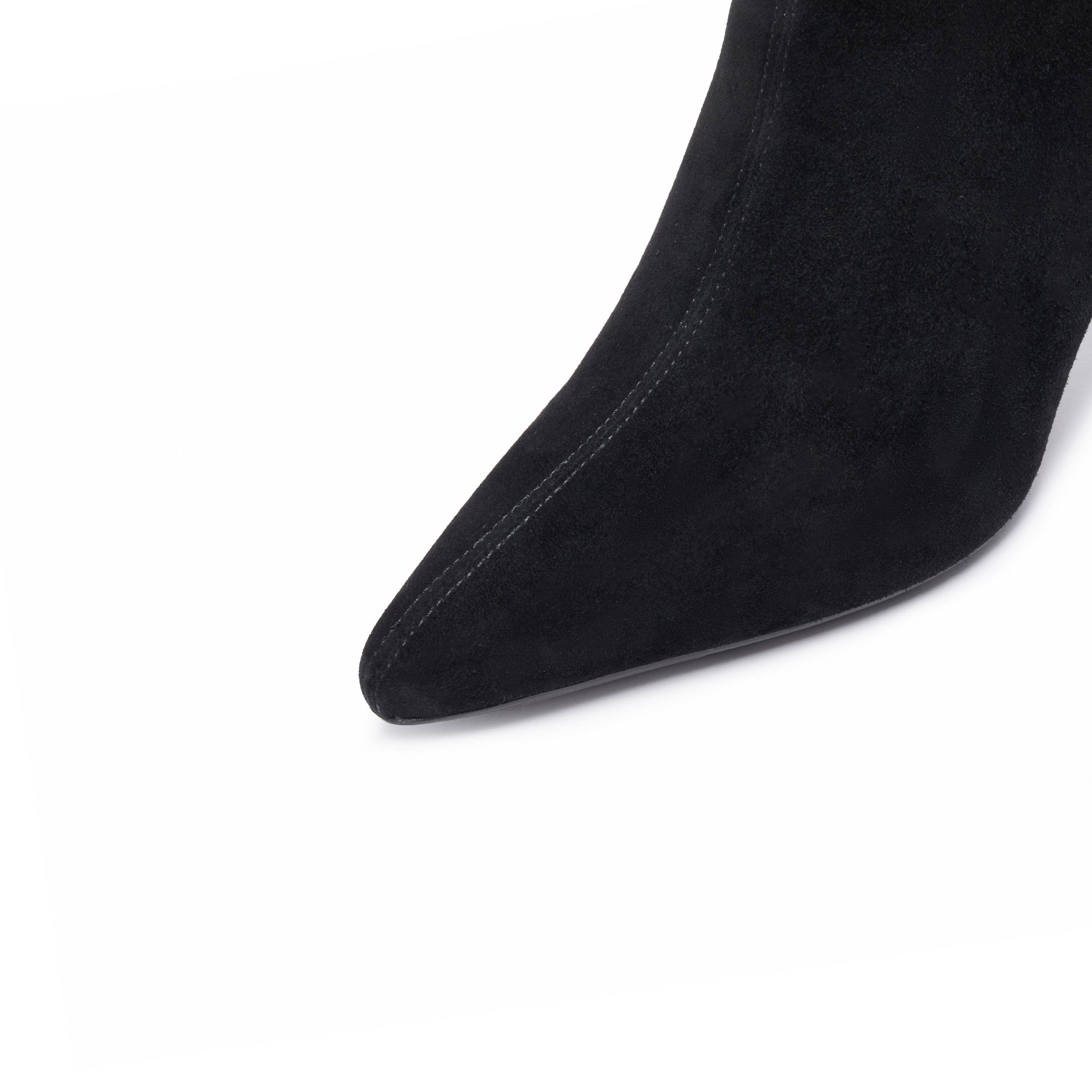 Black Suede Pointy Heeled Ankle Boots