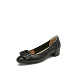 Load image into Gallery viewer, Black Bow Buckle Leather Heeled Pumps

