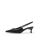 Load image into Gallery viewer, Black ST Metal-plaque Slingback Pumps
