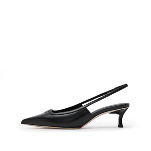 Black ST Metal-plaque Slingback Pumps