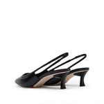 Load image into Gallery viewer, Black ST Metal-plaque Slingback Pumps
