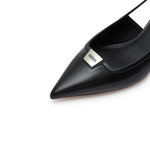 Load image into Gallery viewer, Black ST Metal-plaque Slingback Pumps
