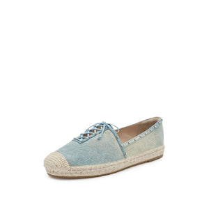 Denim Bow Tie Crystal Espadrilles