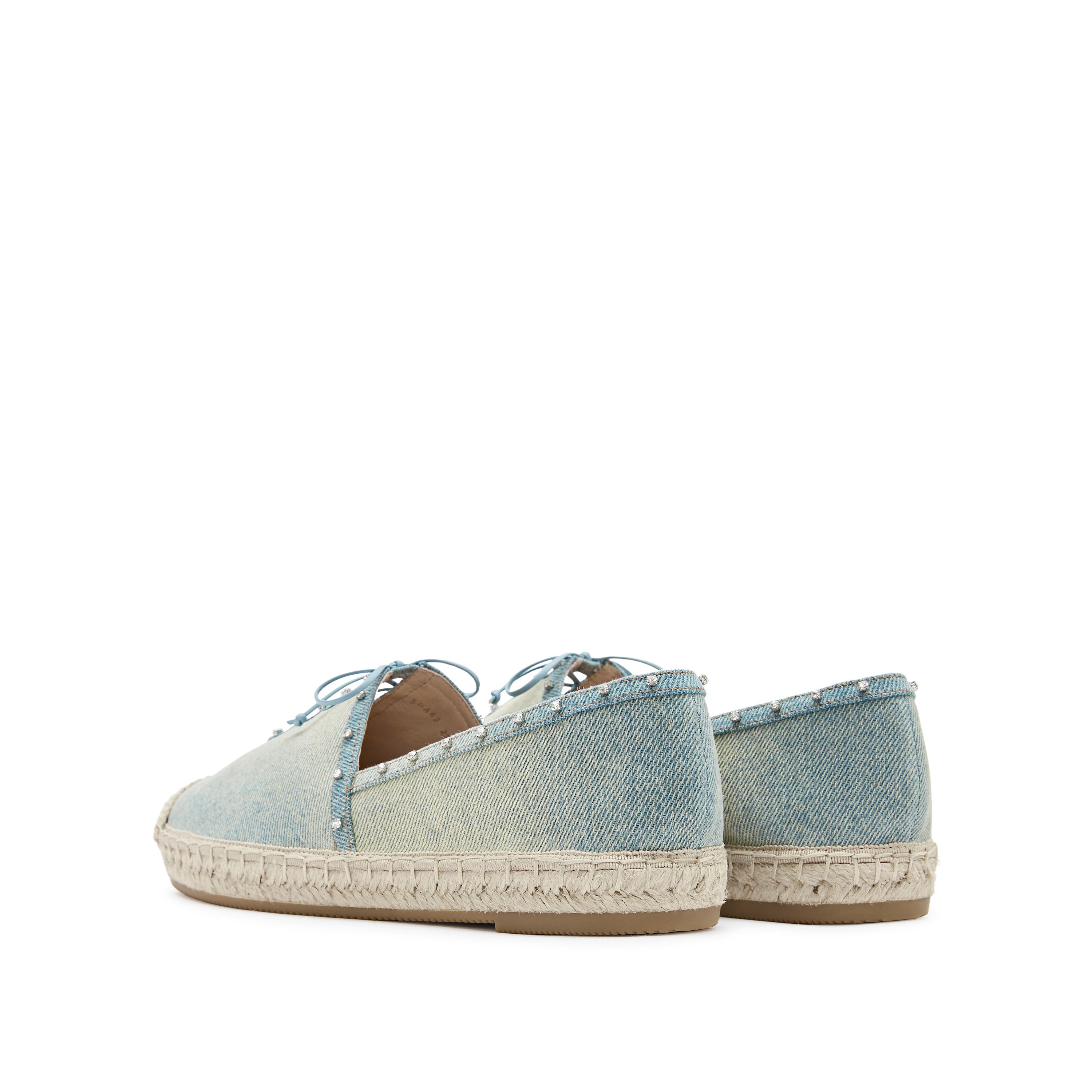 Denim Bow Tie Crystal Espadrilles