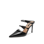 Load image into Gallery viewer, Black Triple Crystal Strap Pointy Pumps
